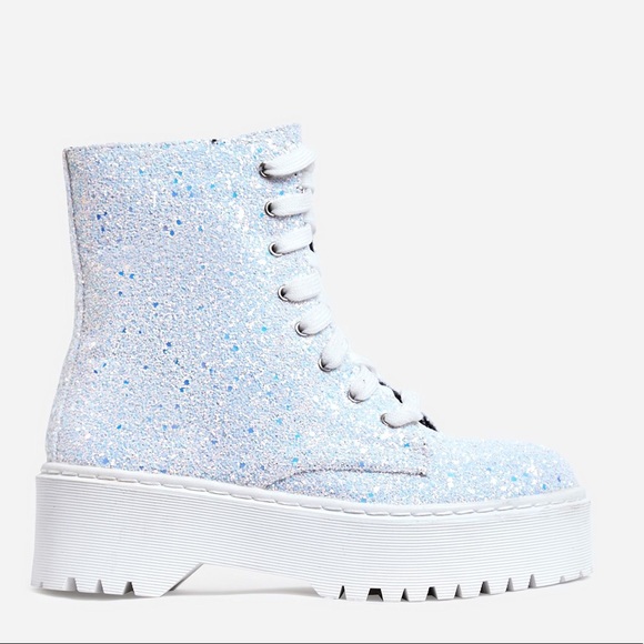 Shoes White Glitter Combat Boot Poshmark